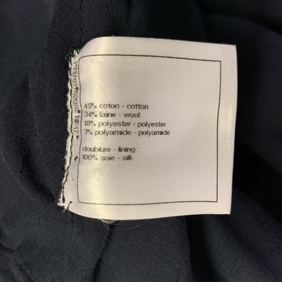 CHANEL Size 18 Black Navy Cotton Blend Shiny 3/4 Sleeves Coat - Picture 9 of 9